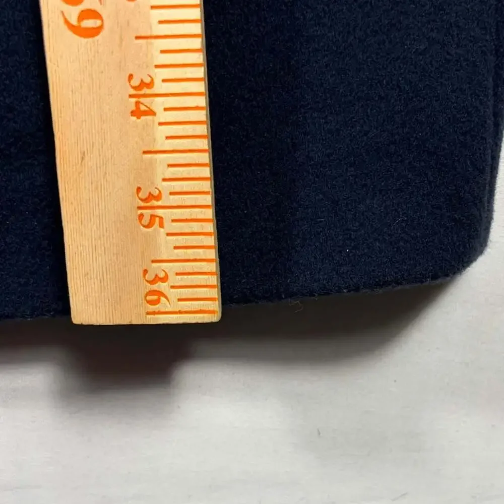 Lands' End Women's Navy Blue Wool Cashmere Blend Stand Collar Coat